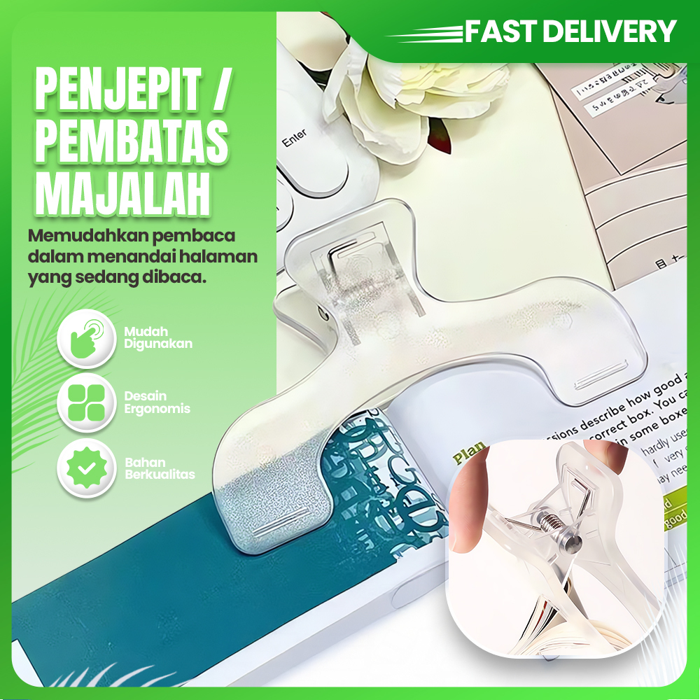 

Klip Penjepit Kertas Pembatas Buku Majalah Document Paper Clip Bening