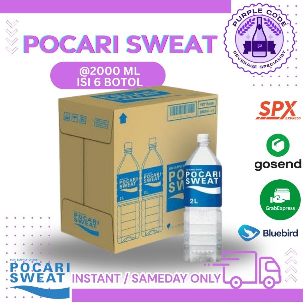 

(INSTANT READY) POCARI SWEAT 2 LITER DUS Isi 6 BOTOL BESAR - READY ION Water 500ML, 350ML, KALENG, Air Kemasan ISOTONIK Minuman Kardus