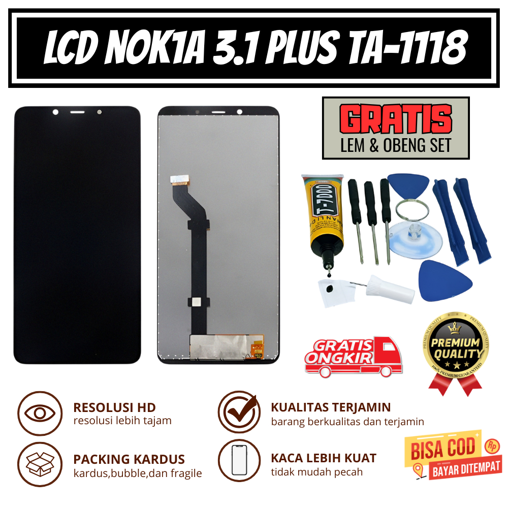 LCD NOKIA 3.1 PLUS TA-1118 ORIGINAL + TOUCHSCREEN || GRATIS 1 SET OBENG & LEM || OG SUPER ORIGINAL
