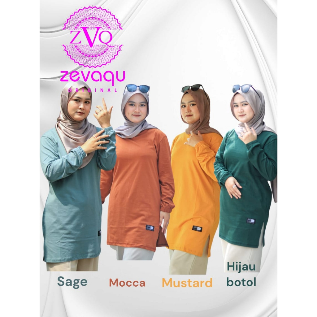 kaos tunik wanita atasan lengan panjang jumbo LD 130 bahan katun combed 24 seragam olahraga