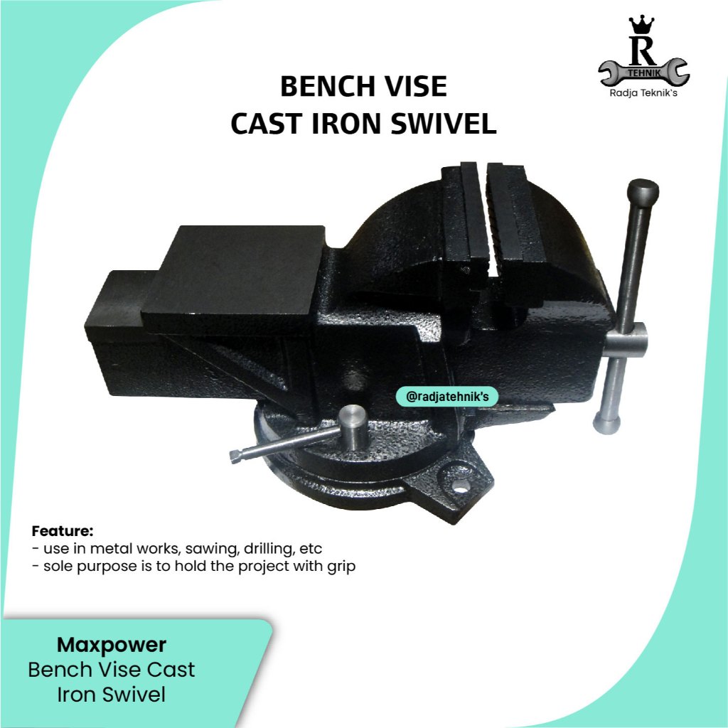 MAXPOWER Bench Vise  Bench Vise Cast Iron Swivel 10"  Catok Model Putar 10 inch  Hand Tools Maxpower