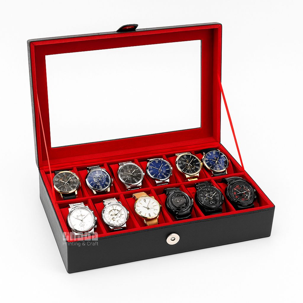 KOTAK JAM TANGAN ISI 12 FULL MOTIF DAN WARNA | Box Tempat Jam Tangan | Tempat jam isi 12 Watch Box