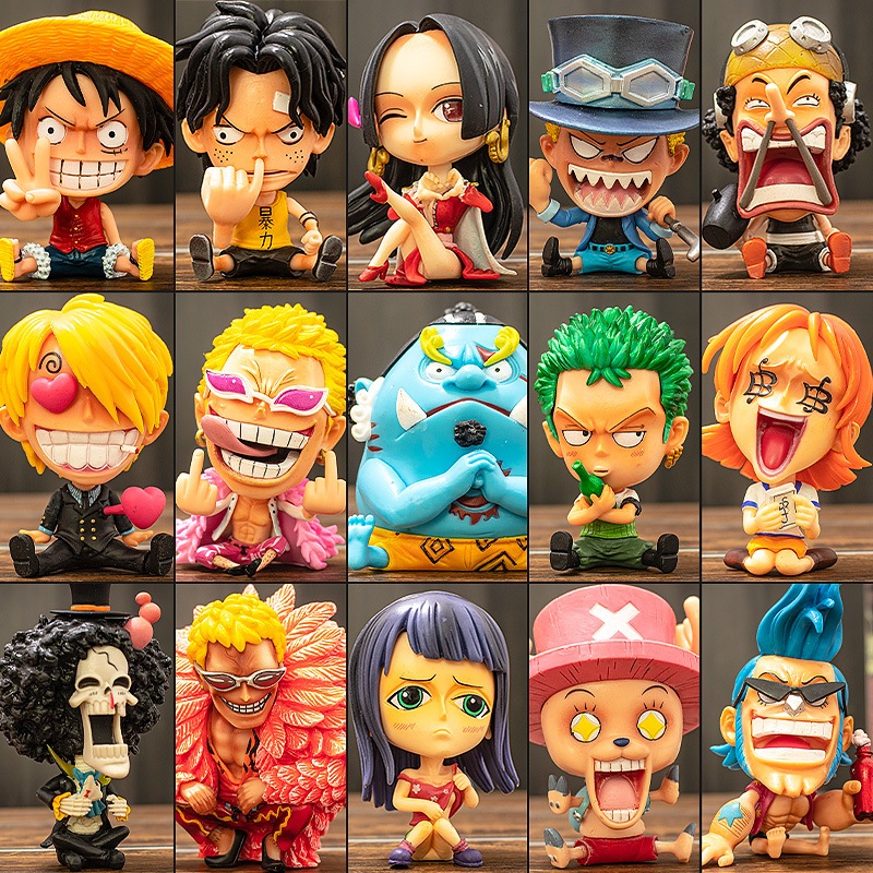 ONE PIECE BIG HEAD - Action Figure Miniatur Pajangan Mainan Topper Kue Luffy Kurohige Zoro Ace Sabo 