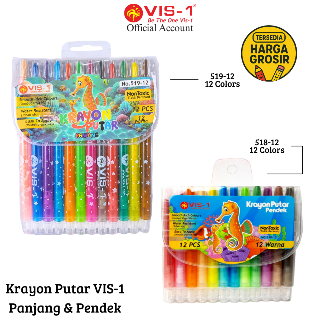 

VIS-1 - Krayon Putar 12 warna / 12 Colors Twist Crayons