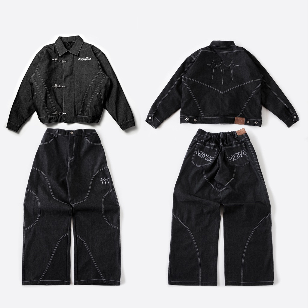 Metanoia Fireman Clasp One Set - Work Jacket Boxy & Celana Baggy Raw Denim