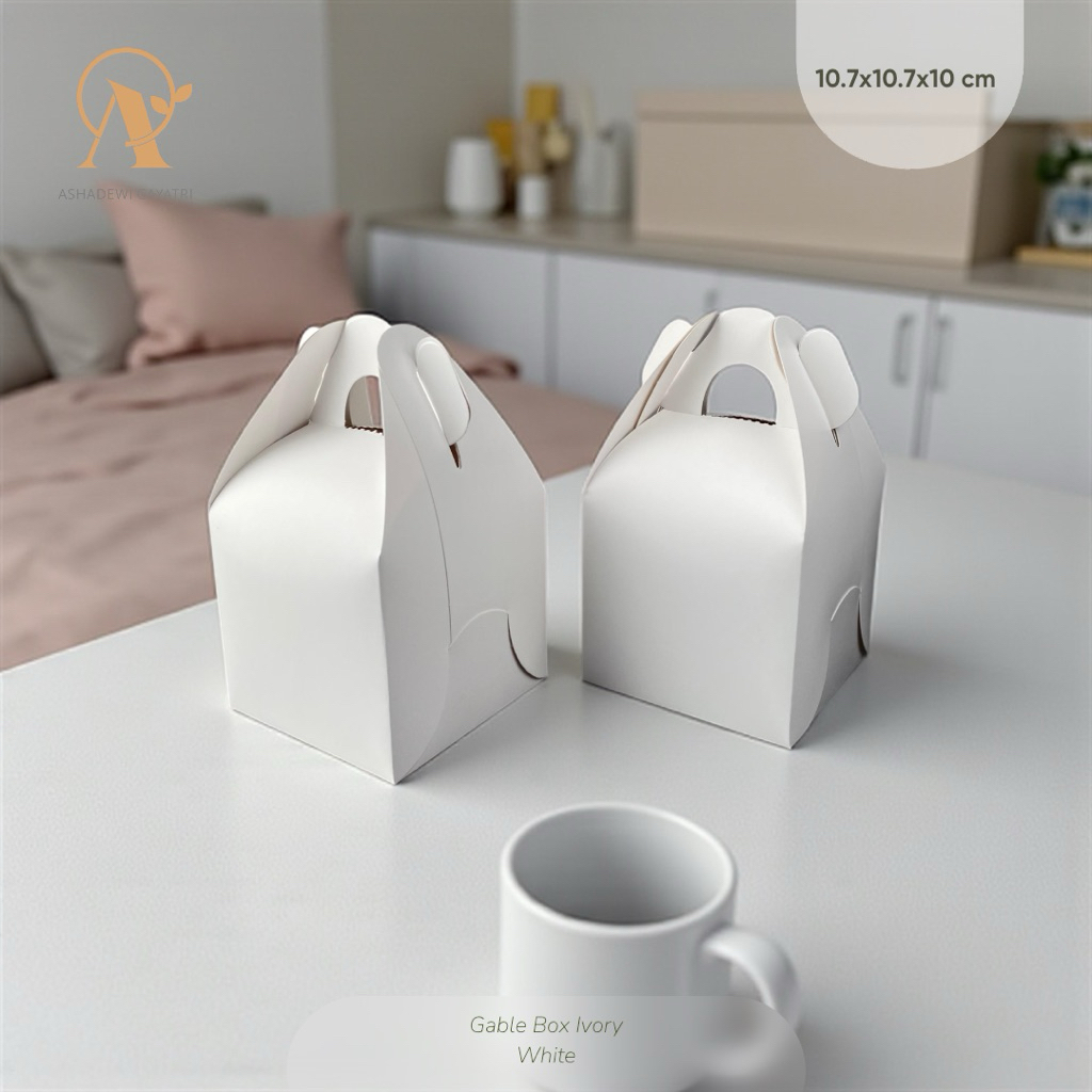 

Ashadewi Gayatri - Gable Box Ivory White : 10.7x10.7x10 cm / snack box / hampers / box lebaran / box toples kue
