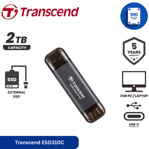 SSD TRANSCEND ESD310C ESD310P ESD310S 2TB / SSD Portabel USB C - USB A / Garansi Resmi