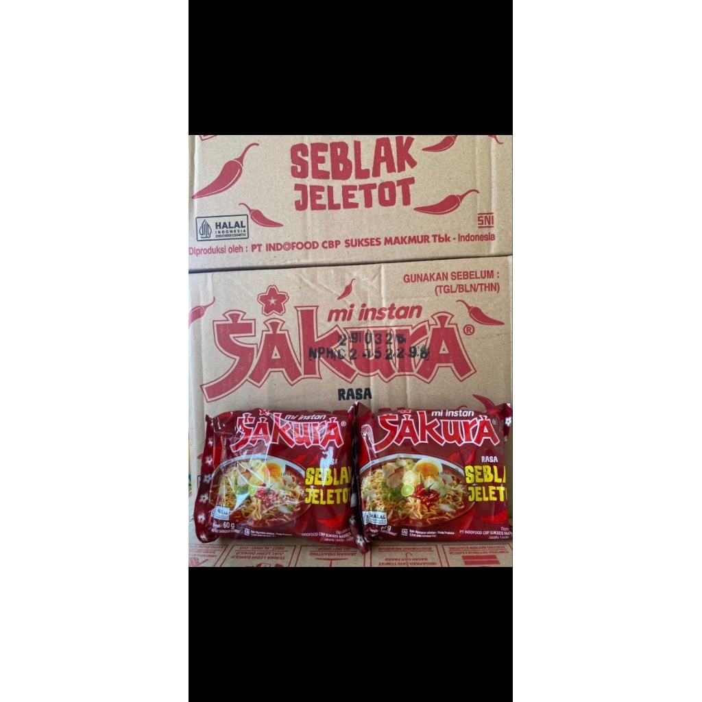 

MIE SAKURA SEBLAK JELETOT KARTON ISI 40
