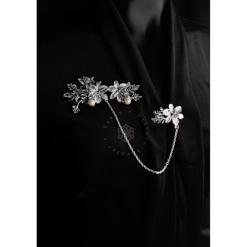 bros bunga kebaya brooch perak bakar silver asli bali