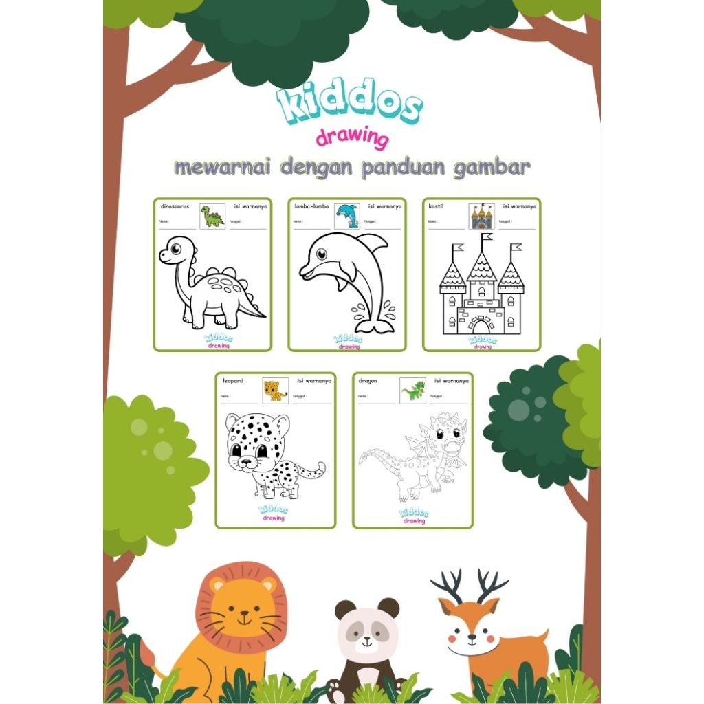 

lembar kertas mewarnai dengan panduan gambar cocok untuk mengasah kreativitas anak