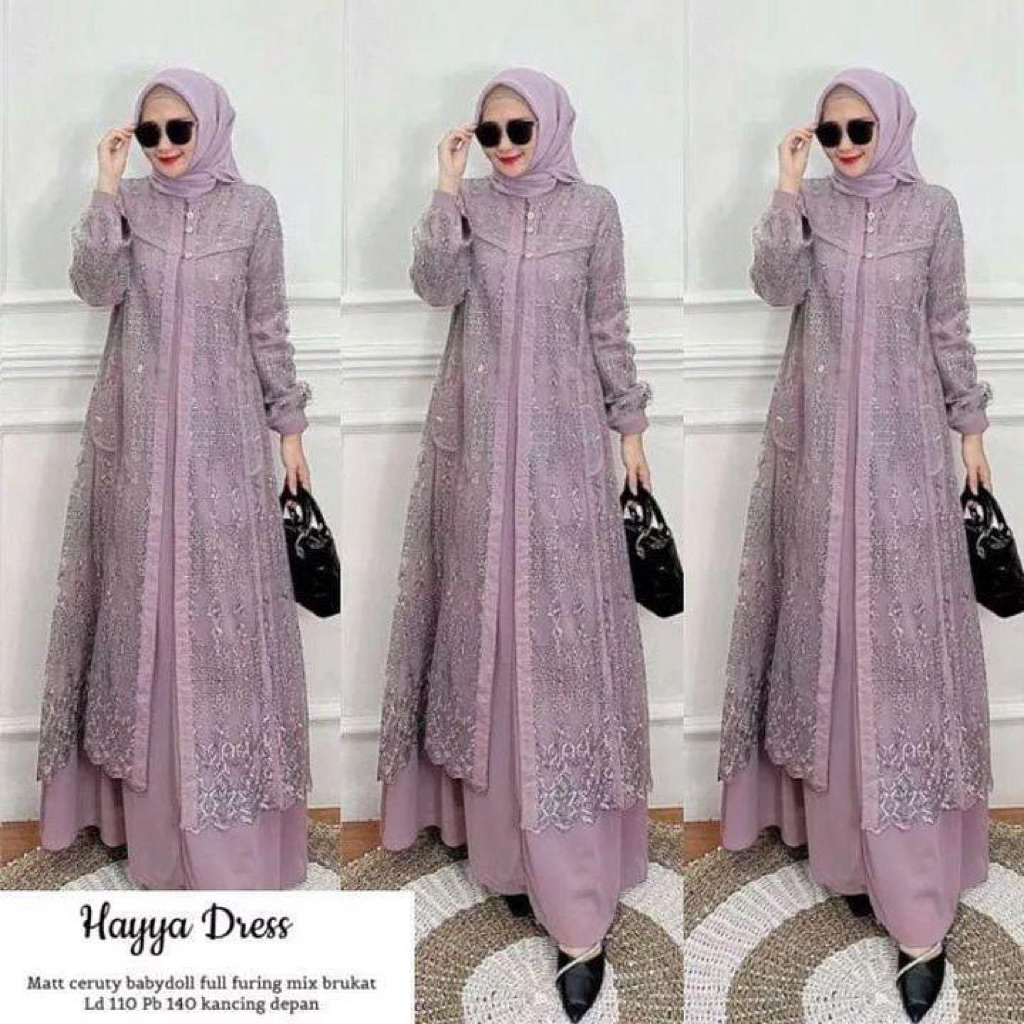 Haya dress Gamis Elegan Simple Kekinian Gamis Brokat Mewah Gamis Lebaran