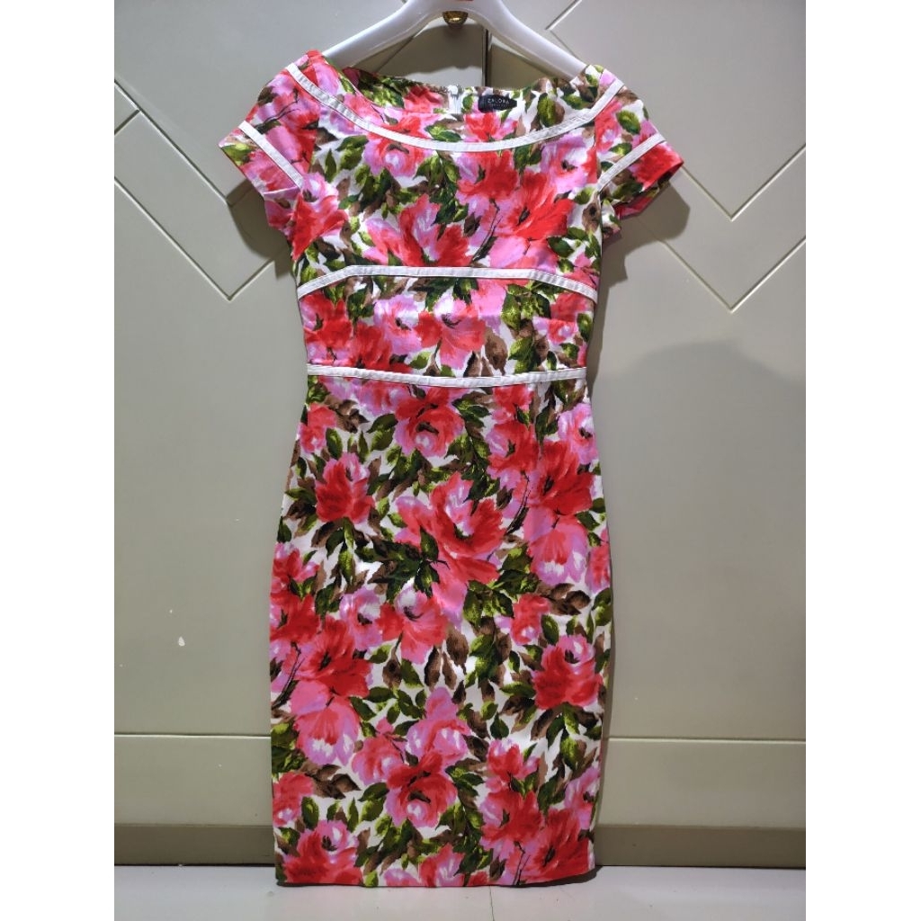 Zalora Dress wanita bahan katun motif bunga-bunga