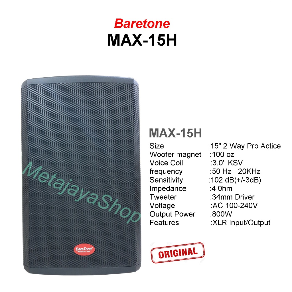 Speaker Aktif 15 Inch 800 Watt Baretone Max-15H Original
