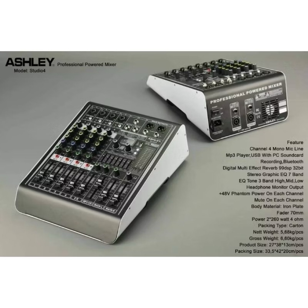 Ashley Studio-4 Power Mixer 4chanel effek digital Original
