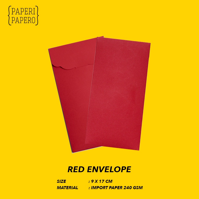 

Premium Plain Red Envelope (9 x 17 cm) - Amplop Angpao Merah Polos dengan Bahan Imported Paper (5 Pcs)