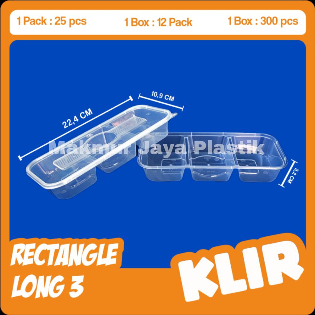 Thinwall Klir Sekat 3 RL 3/Thinwall Klir RL 3/Thiwall Klir Rec Long 3/Thinwall 3 Sekat/Kotak Makan S