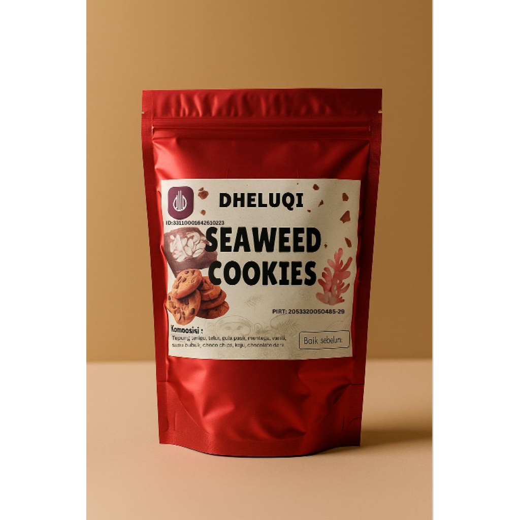 

Dheluqi, Seaweed Cookies camilan gurih renyah, keju & choco chips