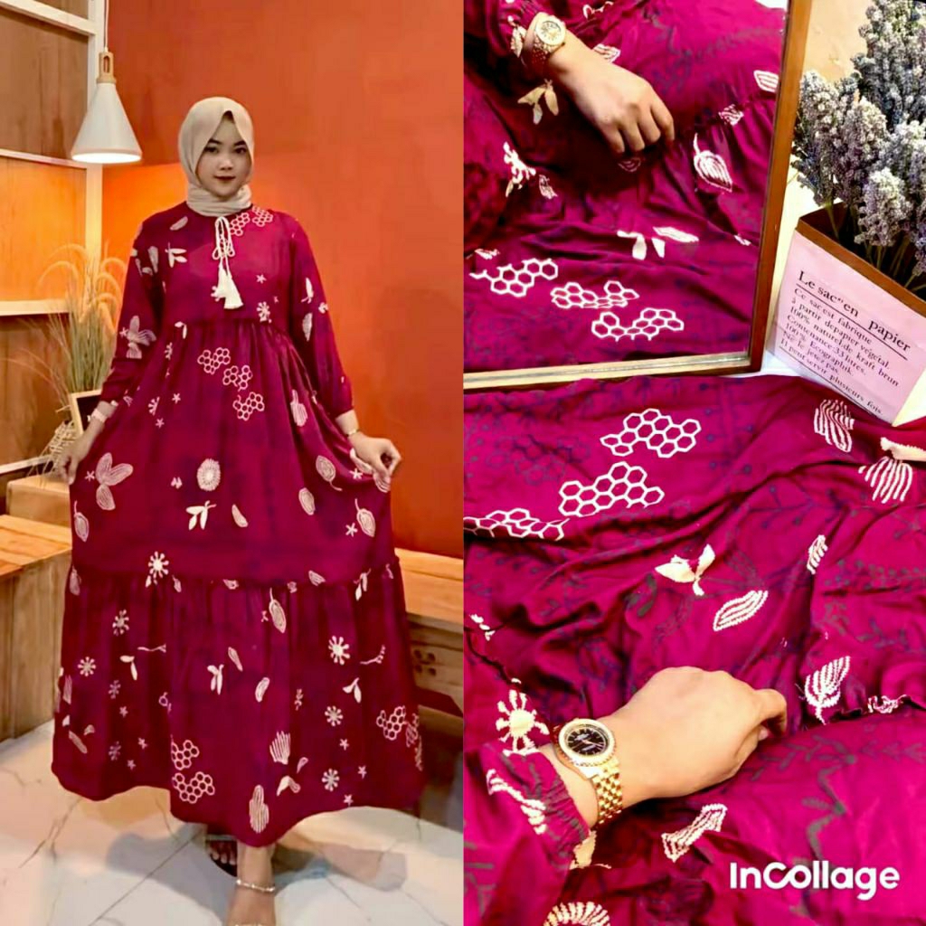SLAVINA DRESS GAMIS BUSUI DASTER GAMIS BAHAN RAYON GAMIS VIRAL