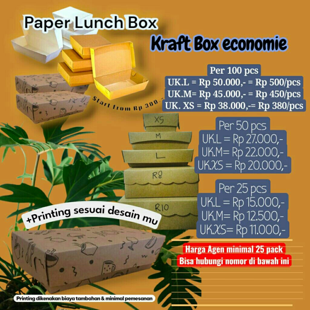 Laminasi Paper box Lunch Box kotak nasi dus kue