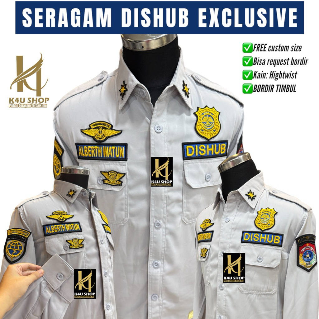 K4U Shop Pdh Panjang Dishub Dinas Perhubungan Seragam PDH Dishub PDH Lengan Panjang Dishub Bordir Ti