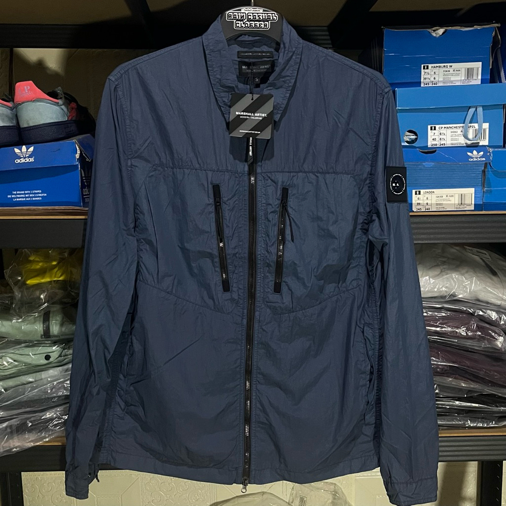 Marshall Artist Nova Garment Dyed Nylon Overshirt Green Atlantic