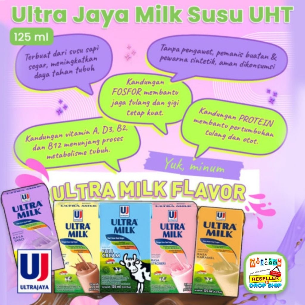 

Ultra Milk | Susu Ultra Milk 125ml | Susu Uht Ultra Milk 1 Dus Isi 40 Pcs