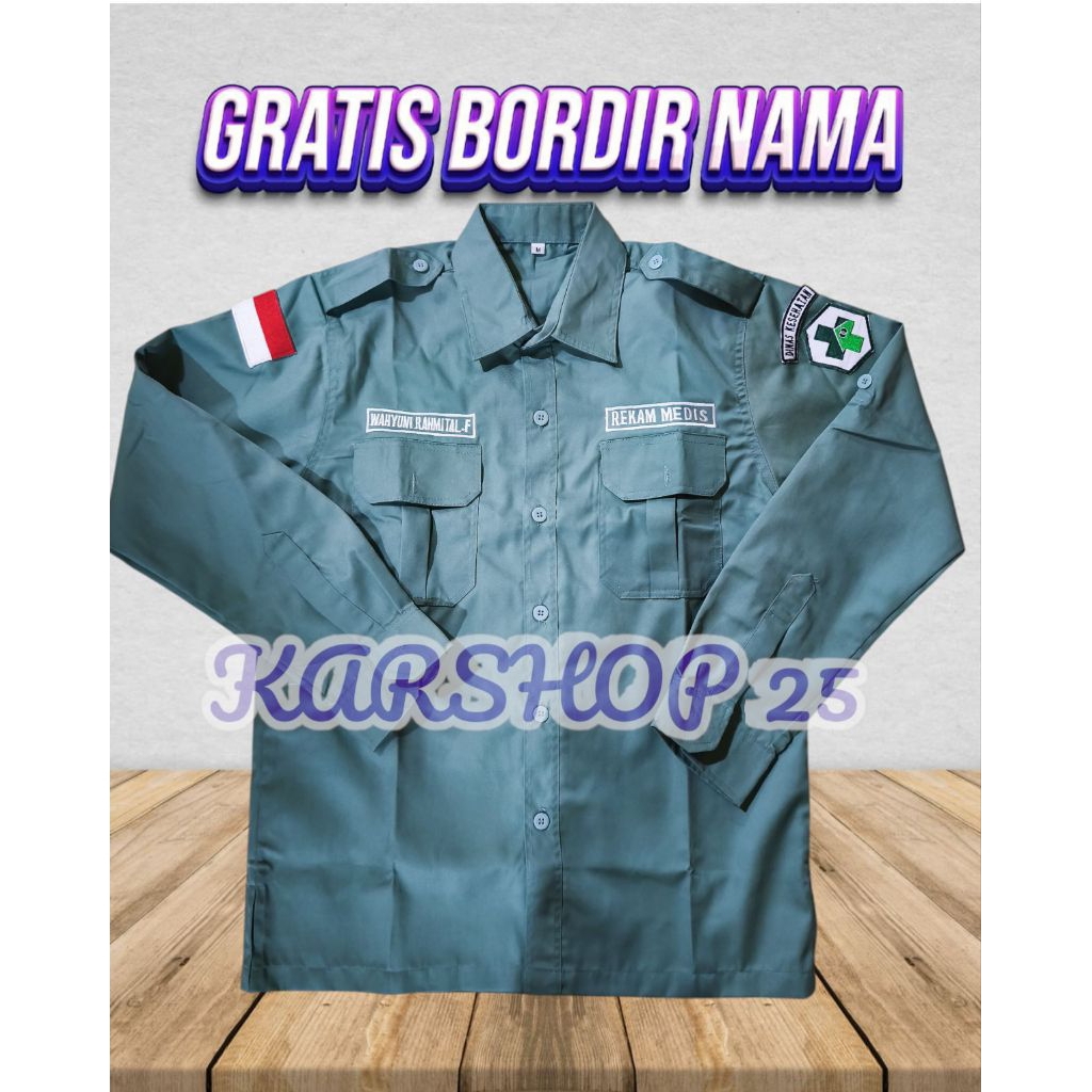 KEMEJA REKAM MEDIS LENGAN PANJANG TERBARU SERAGAM REKAM MEDIS KEMEJA KERJA REKAM MEDIS KEMEJA PUSKES