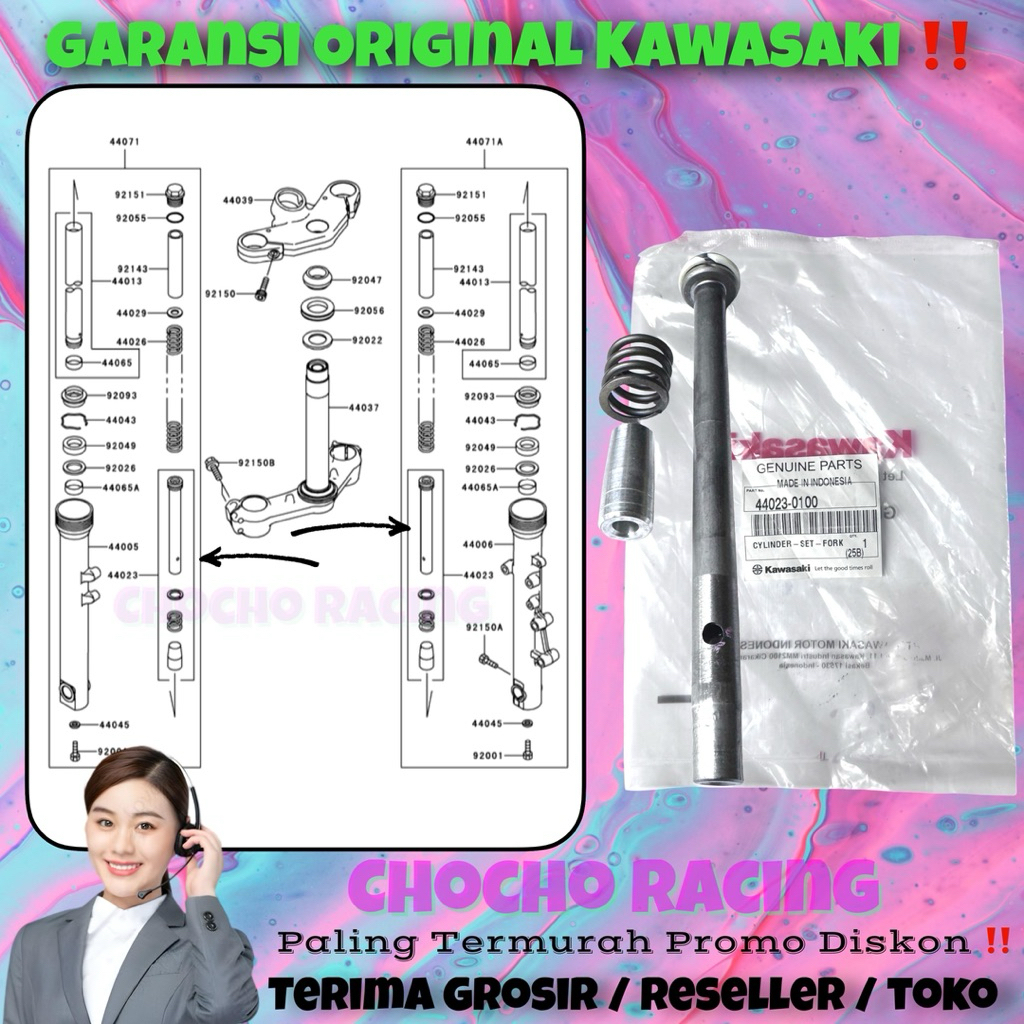 [0100] PROMO DISKON - SULING PIPA AS SHOCK DEPAN NINJA RR NEW OLD ZX CBU KR KRR 150 ORI ASLI KAWASAK