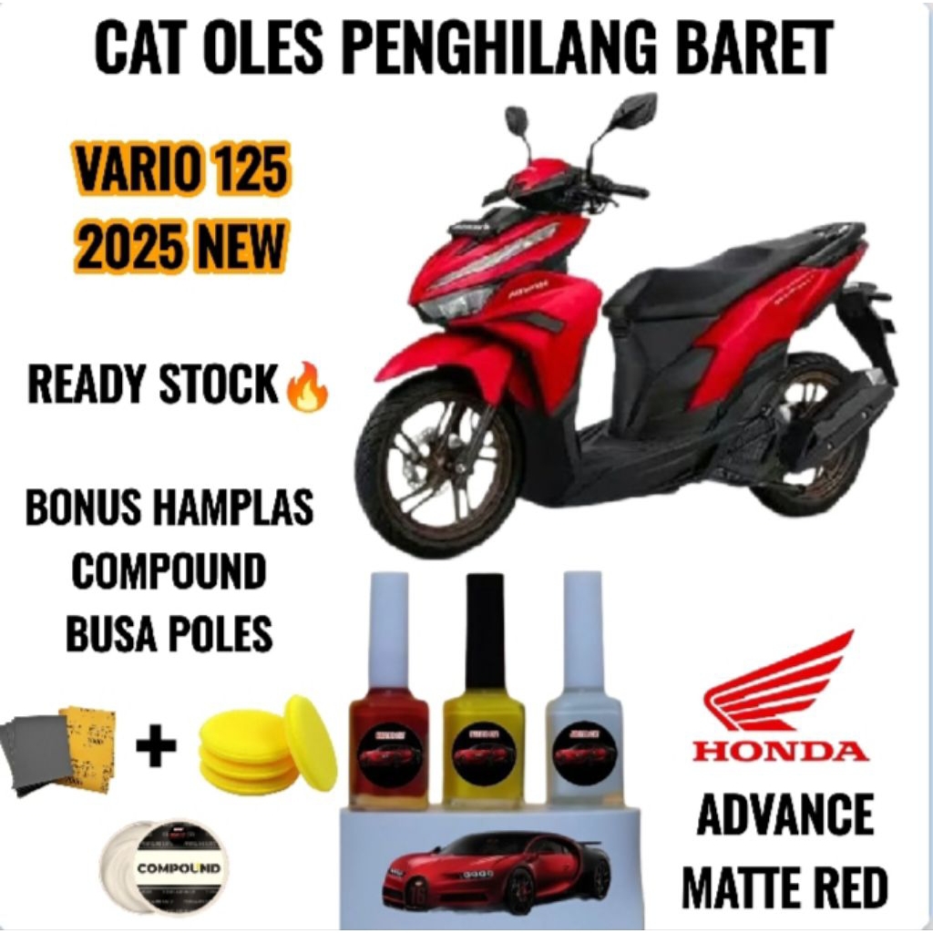 CAT OLES PENGHILANG BARET MOTOR HONDA VARIO 125 NEW MERAH DOFF/ADVANCE MATTE RED PAKET KOMPLIT HAMPL