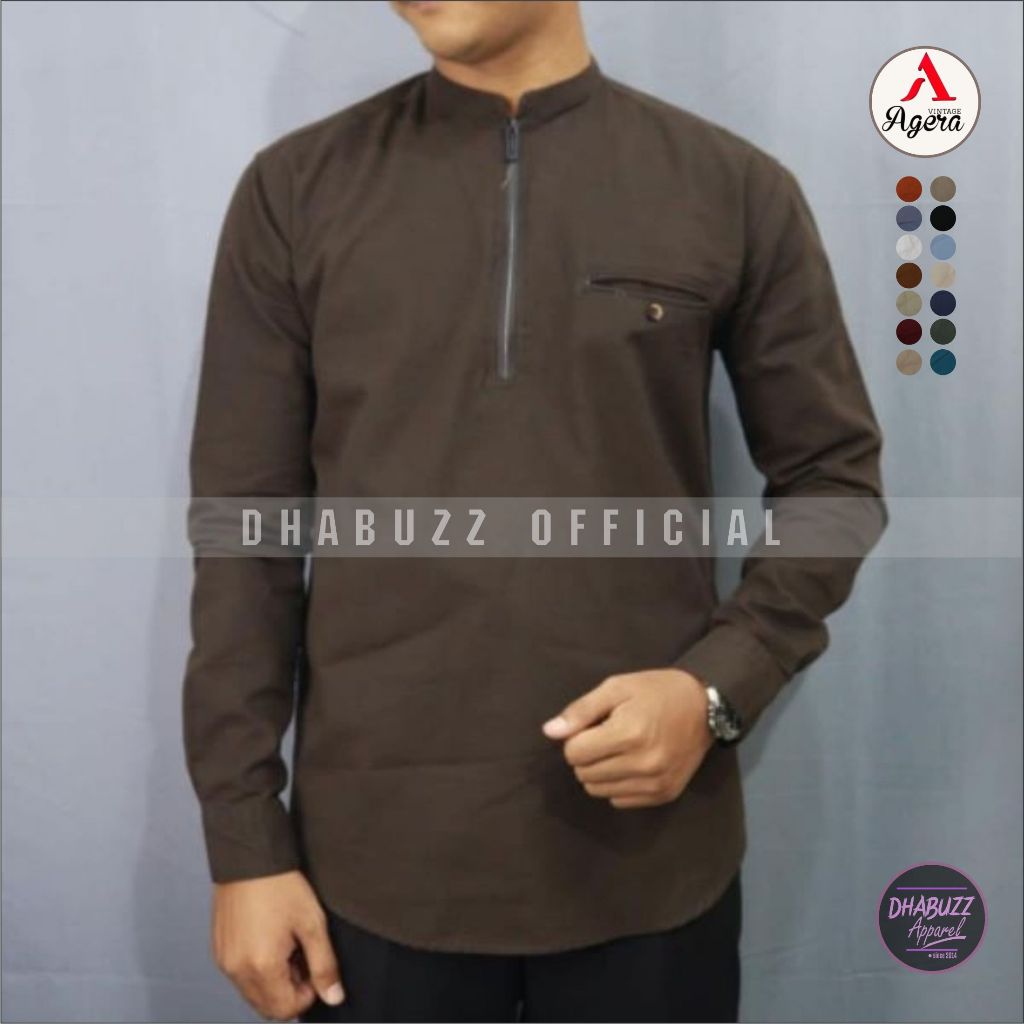 BAJU KEMEJA KOKO KEMKO PRIA LENGAN PANJANG ZYPER RESLETING FASHION TERBARU ORIGINAL AGERA 2023