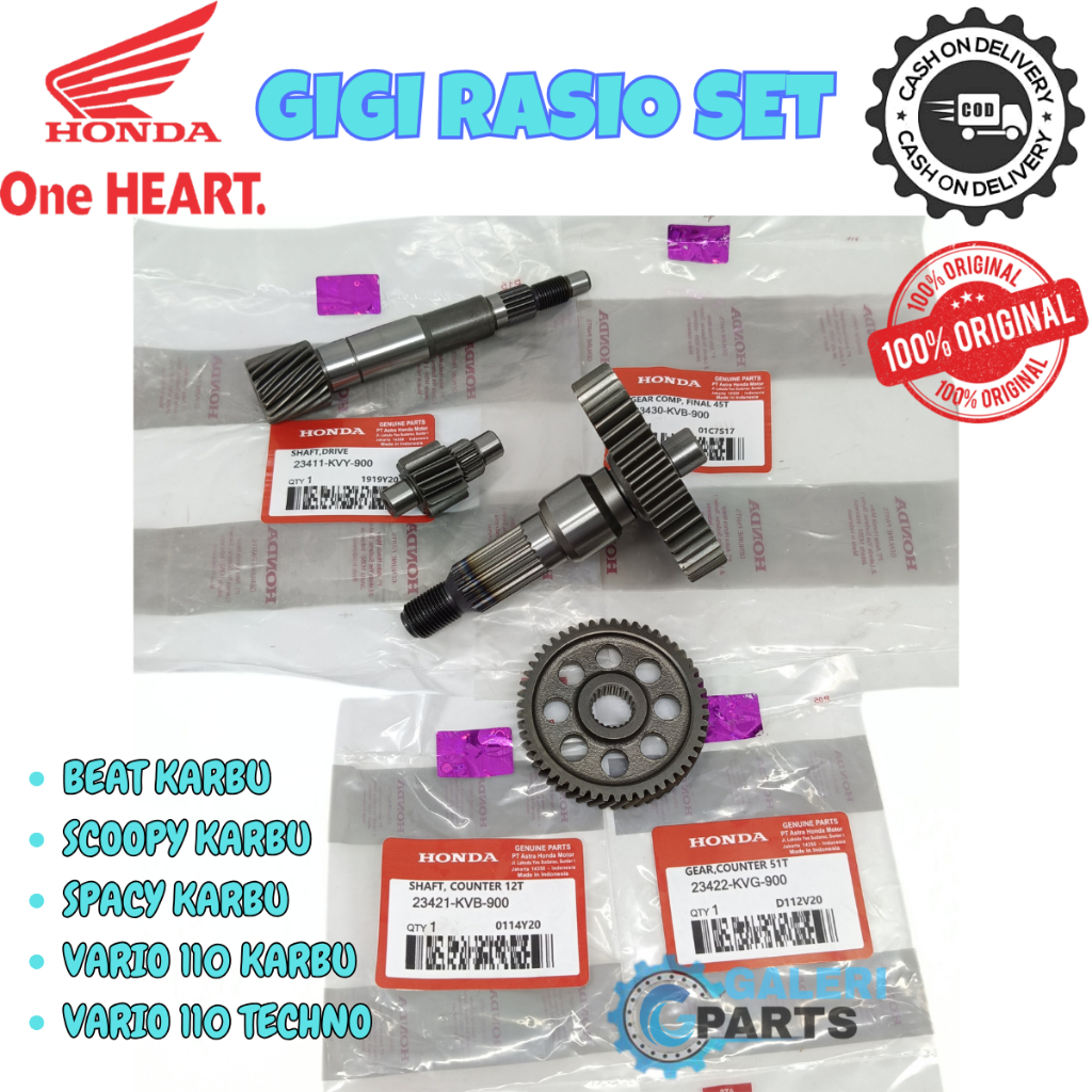 ORIGINAL PAKET GEAR GIGI RASIO GARDAN CVT ASSY SET KOMPLIT GIR AS PULLY RODA HONDA BEAT SCOOPY SPACY