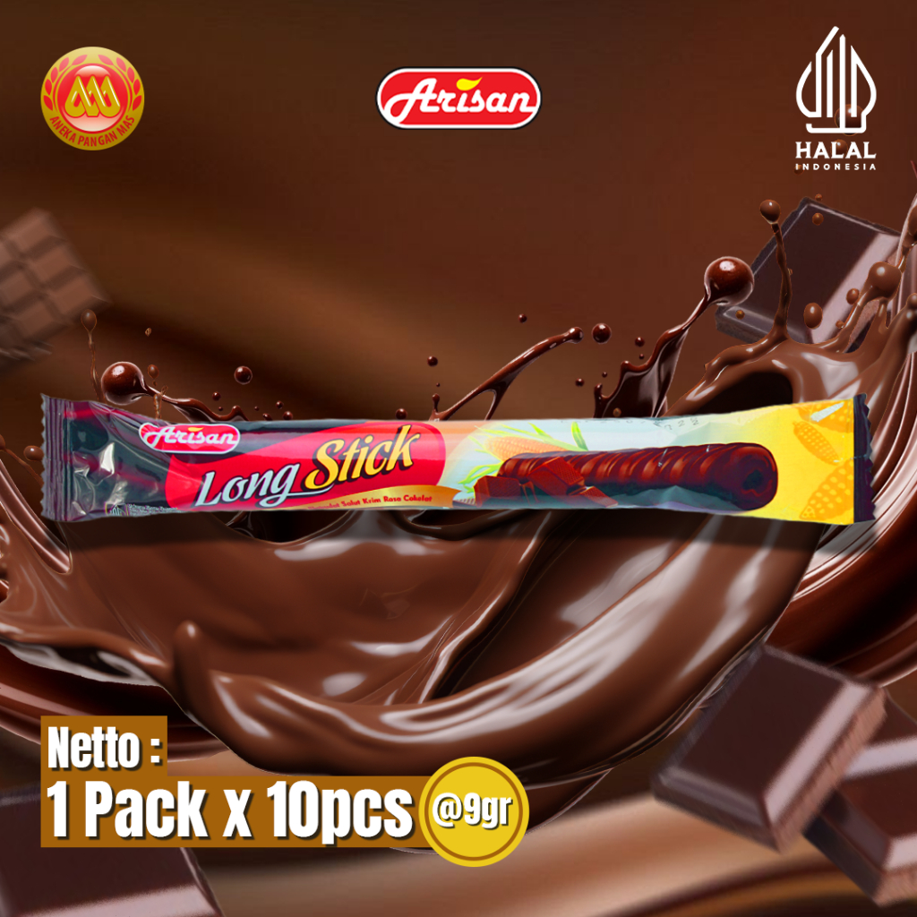 

DUO Long Stick Arisan Snack Salut Cokelat (1 Pack x 10pcs) - Netto 9gr Snack Cemilan Anak Murah