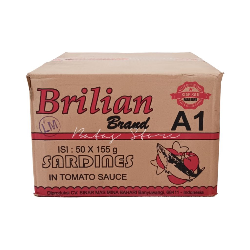 Sarden Brilian 155g • 1 Dus Isi 50 Kaleng – Sarden Brilian 155g Ikan Saus Tomat Siap Santap