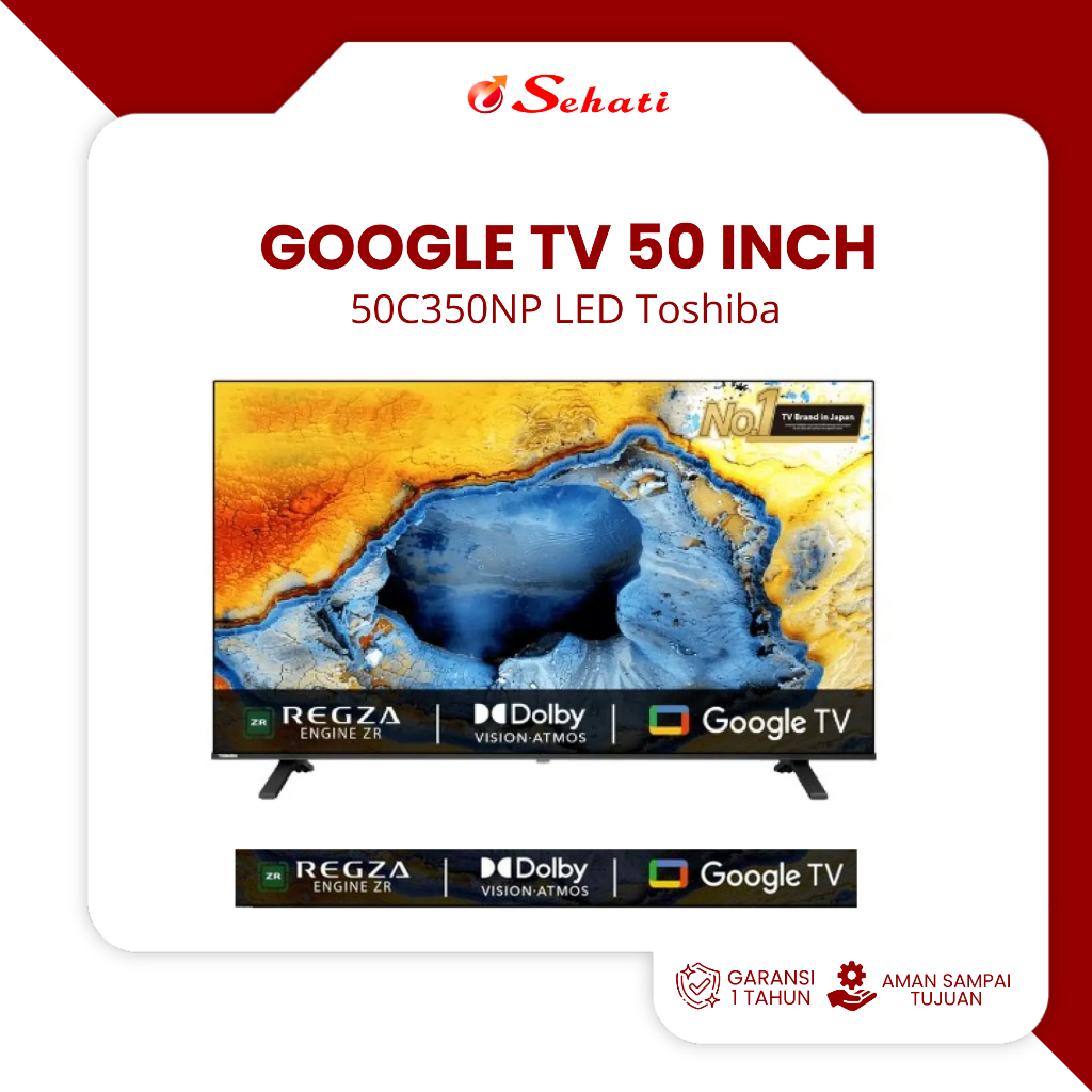 TOSHIBA 50 Inch Smart Google TV 50C350NP LED Toshiba TV Besar Bazzle Tipis - Garansi Resmi Toshiba