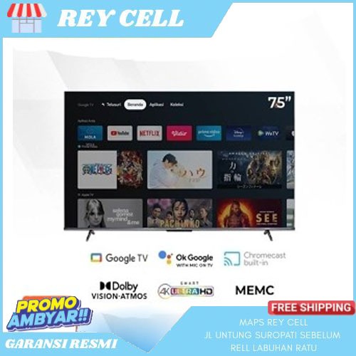 TV POLYTRON 75 INCH UHD 4K SMART GOOGLE TV 75INCH 75UG5959 GARANSI RESMI POLYTRON