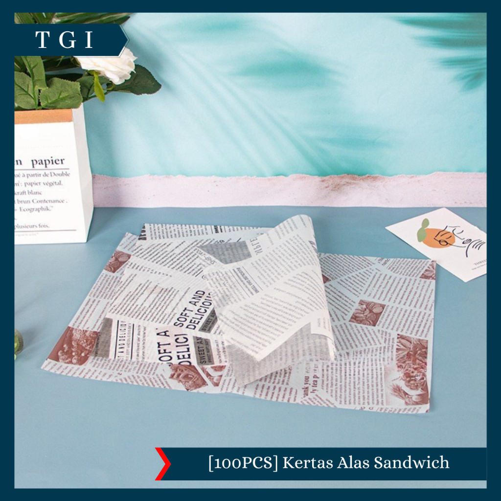 TGI - [100 PCS] PEMBUNGKUS ROTI ESTETIK SERBAGUNA BAKING WRAP PAPER KERTAS ALAS BURGER SANDWICH