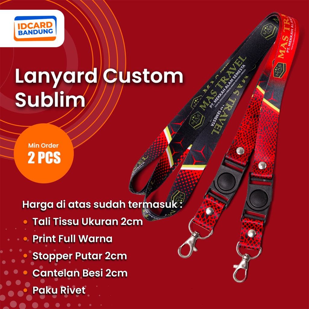 

Lanyard sublim 2cm cetak 2 atau 1 muka / Custom tali id card printing dua cm cetak dua atau satu muka / nametag