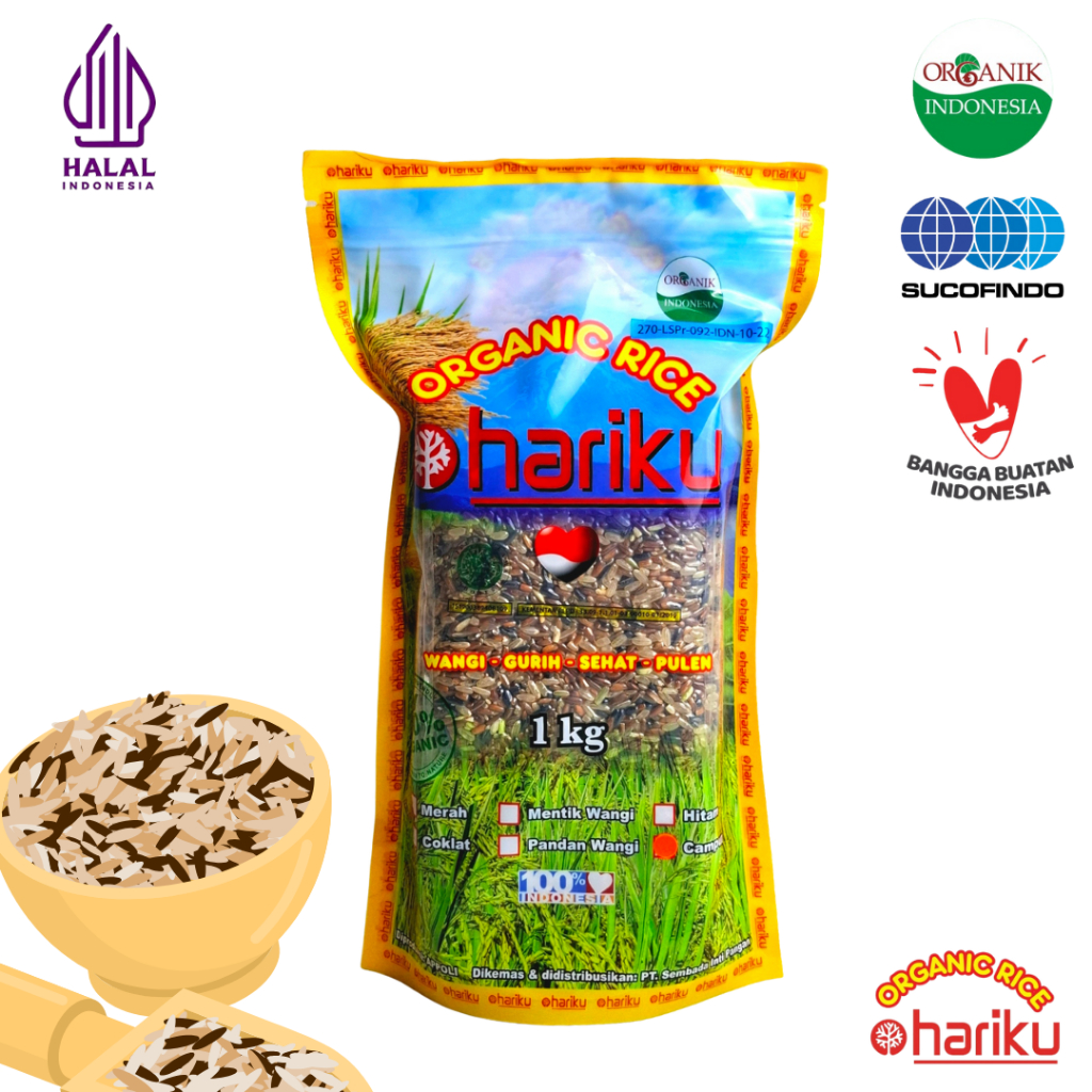 

HARIKU Beras Campur Organik 1 Kg Ziplock Packaging