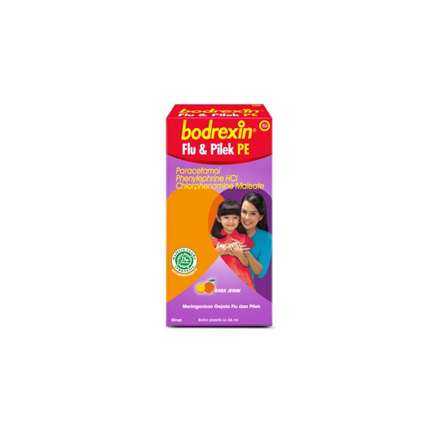 bodrexin flu & pilek pe sirup rasa jeruk 56 ml