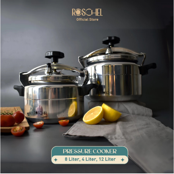Roschel Pressure Cooker High Grade Aluminium 3003 Panci Presto 4 Liter / 8 Liter / 12 Liter Induksi