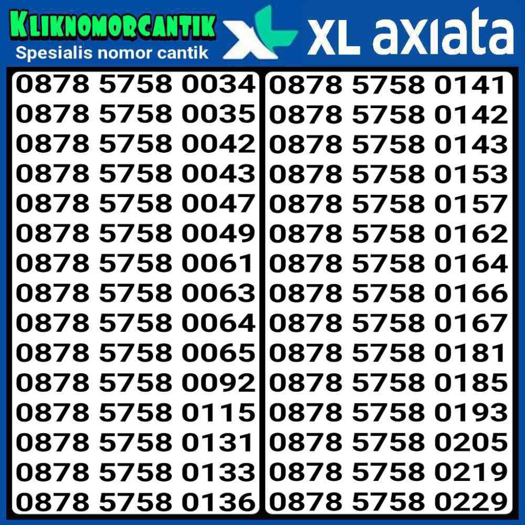 Nomor Cantik XL Axiata 4G&5G Kartu Perdana XL axiata DNC 1