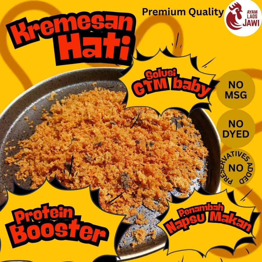 

KREMESAN HATI/KREMESAN HATI AYAM JAWI/PROTEIN BOOSTER/SNACK BABY/PENAMBAH NAPSU MAKAN/SOLUSI GTM/MAKANAN SEHAT/TINGGI PROTEIN/BABYHAPPY/TEMAN NASI