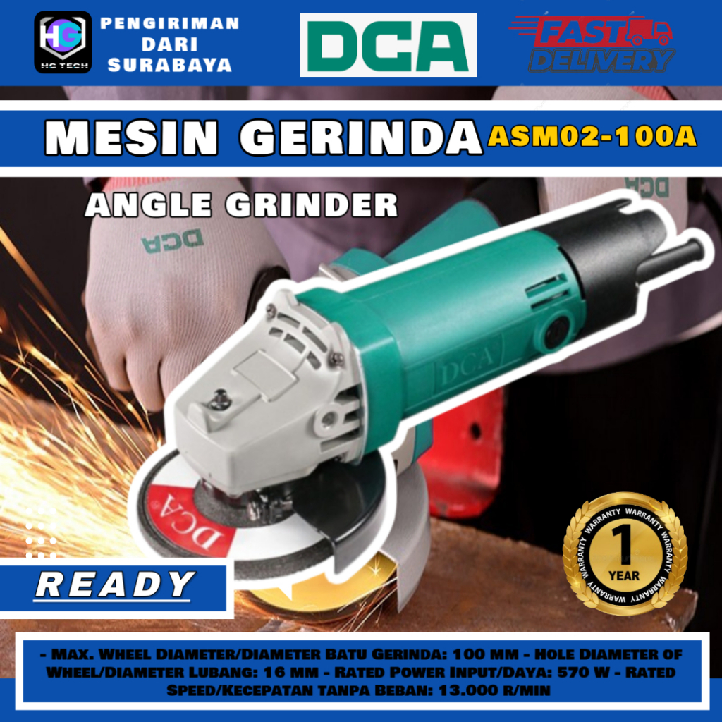 DCA MESIN GERINDA TANGAN ASM02-100A | ANGLE GRINDER ASM02-100A