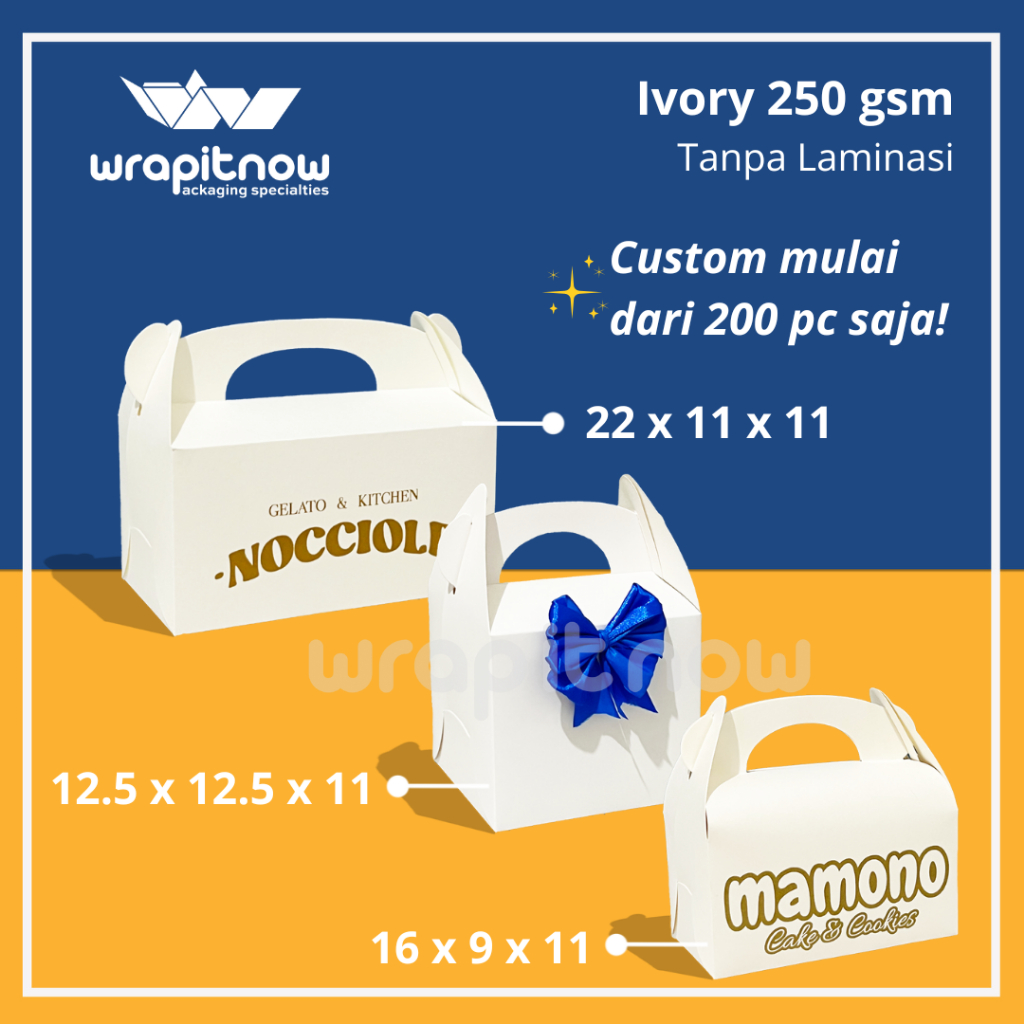 Gable Box 16x9x11 12.5x12.5x11 22x11x11 Tas Jinjing Hampers Dus Lebaran Toples Kue Pabrik Dus Snack