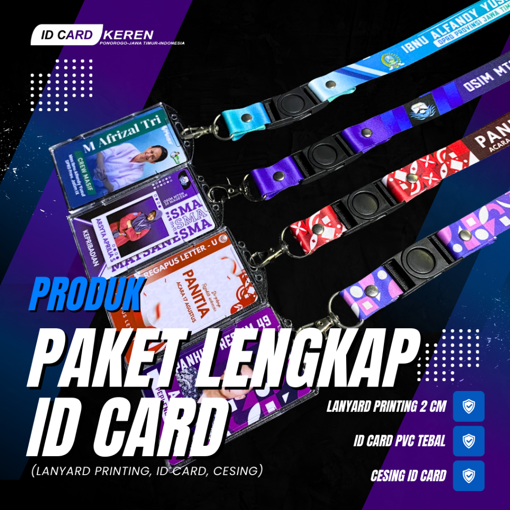 

LANYARD ID CARD PAKET LENGKAP (Lanyard Printing, Id Card, Cesing)