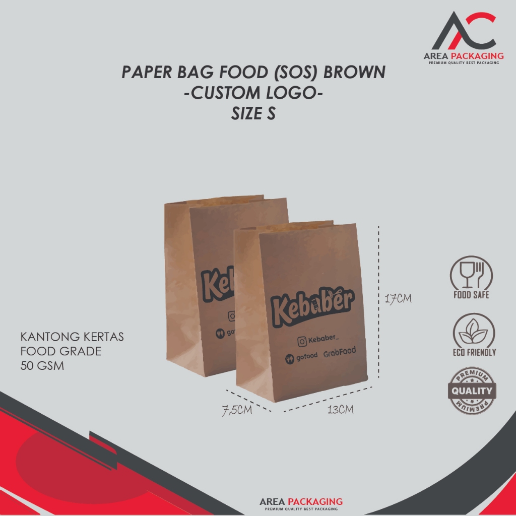 

PAPERBAG FOOD SOS (S) BROWN + CUSTOM LOGO