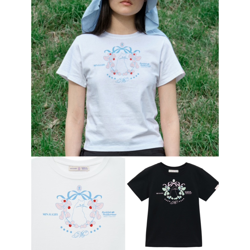 READY STOCK ROCKFISH WEATHERWEAR X MINJUKIM SWEET KITTY BOW T-SHIRT