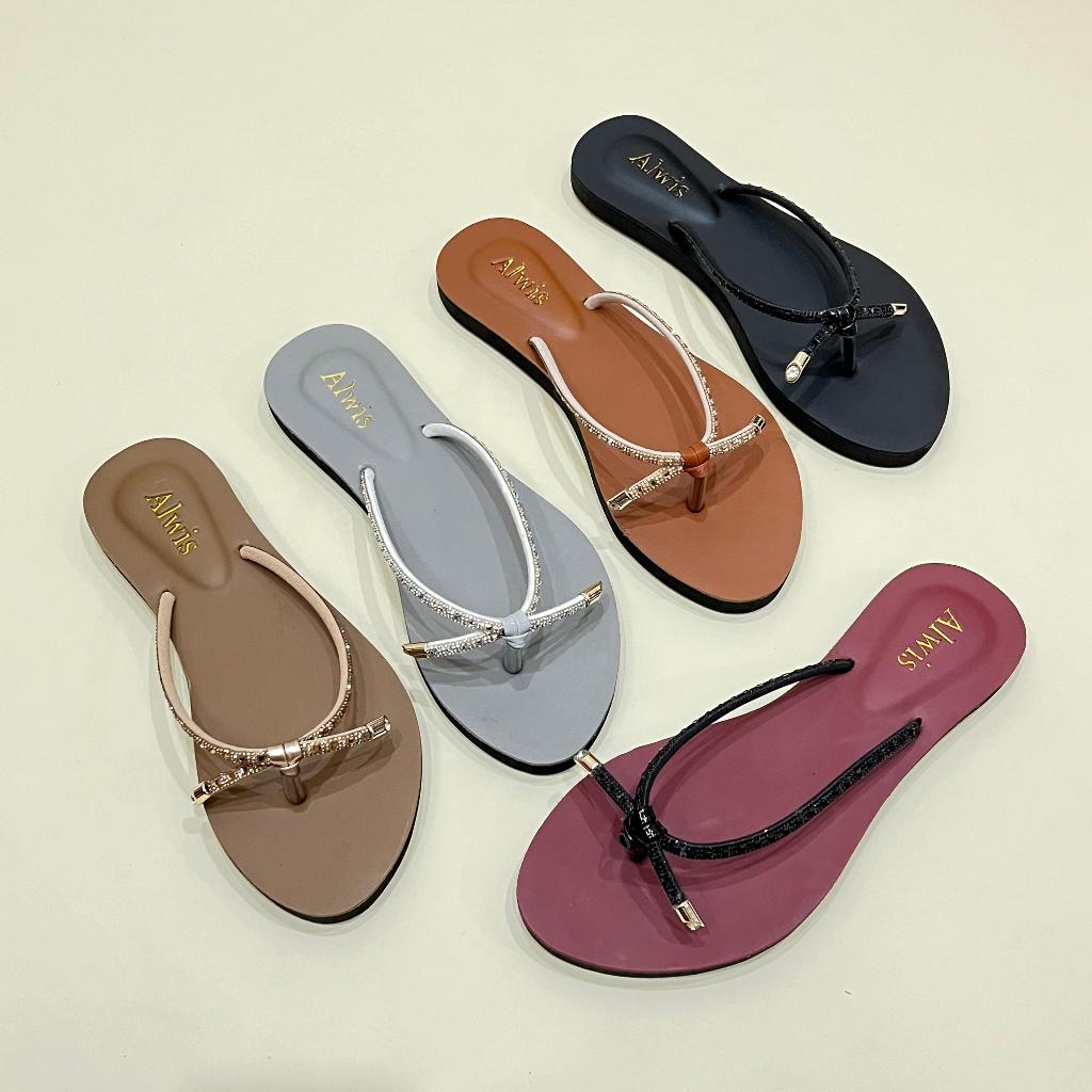 Alwisshoes - GADIS Sandal Wanita Jepit Premium Karet Sendal Mutiara Teplek Cewek Kekinian Non Slip S