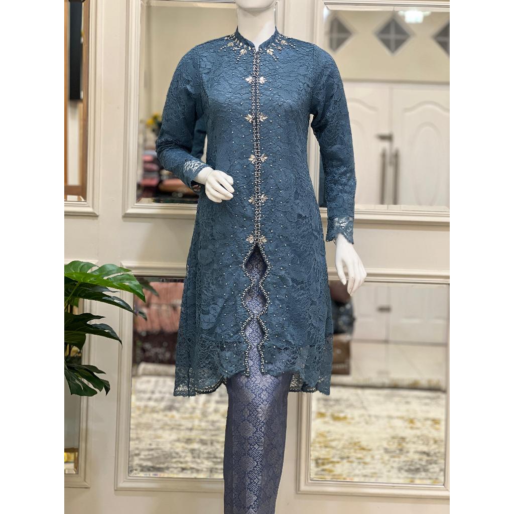 HN MODE - Setelan kebaya tunik brokat ziq zaq dengan payet exlusive mix rok songket / Baju kebaya pa