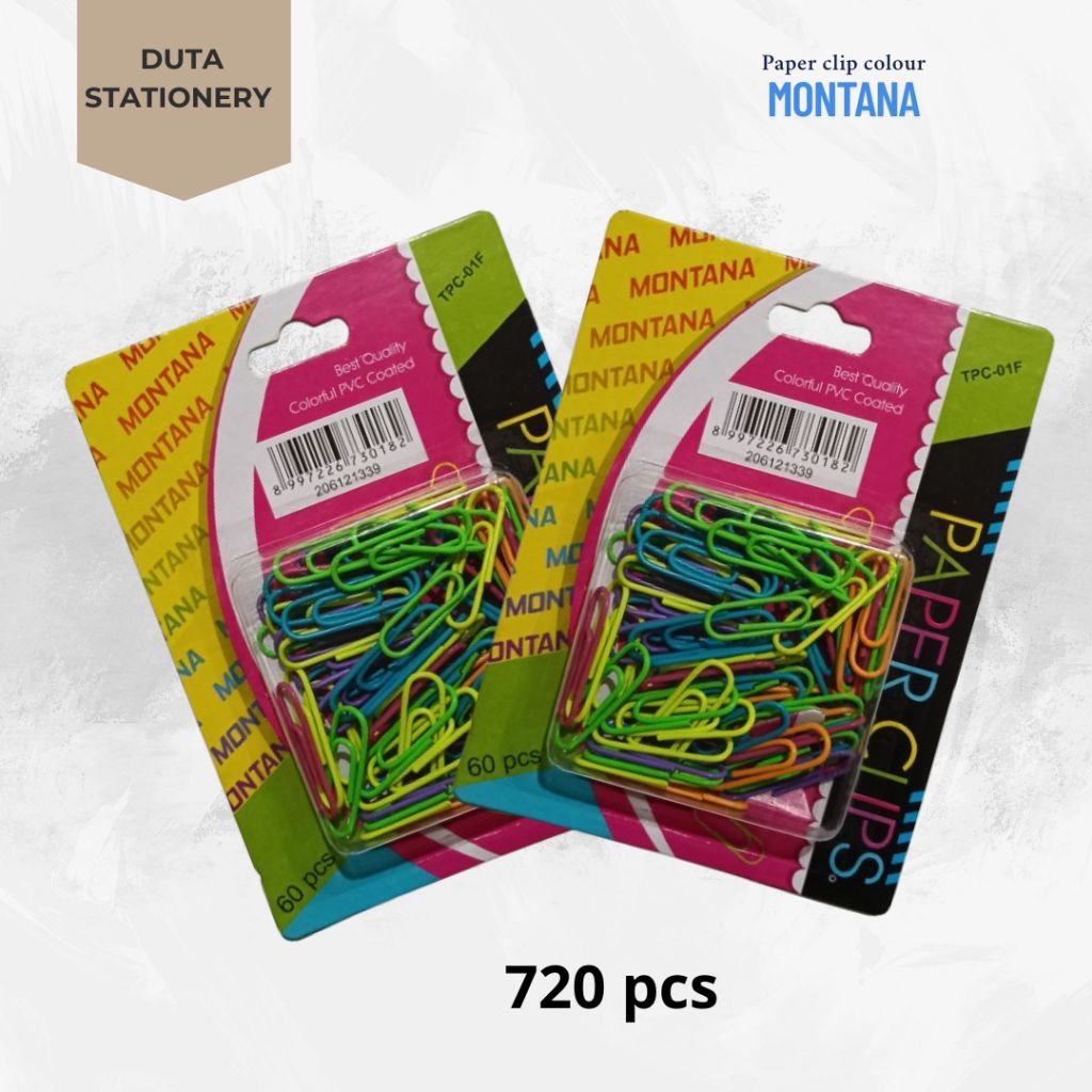 

1 BOX PAPER CLIP MONTANA WARNA WARNI || 720 PENJEPIT KLIP KERTAS